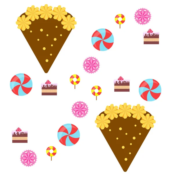 Casa Forno Vettoriale Illustrazione Torta Compleanno Capcake Dolci Idea Design — Vettoriale Stock