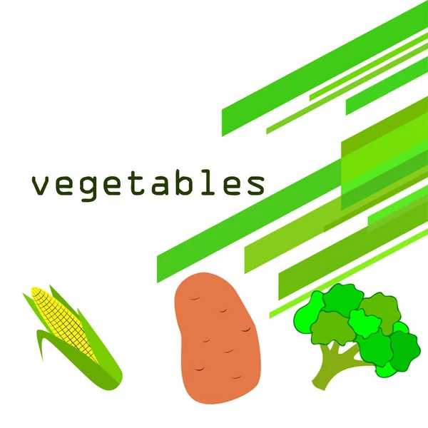 Кукурудза Картопля Броколі Плакат Органічної Їжі Дизайн Фермерського Ринку Векторний — стоковий вектор
