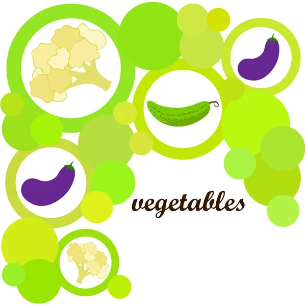 Chou Fleur Concombre Aubergine Affiche Alimentaire Biologique Aménagement Marché Agricole — Image vectorielle