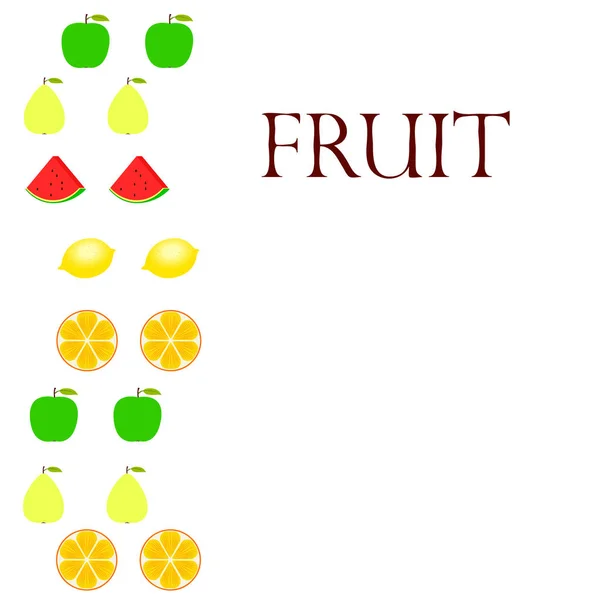 Frutas Bagas Ícones Frutas Desenhos Animados Coloridos Laranja Pêra Maçã —  Vetores de Stock