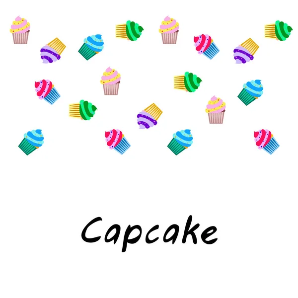 Capcake Pieczenia Śmietany Jagodowy Deser Słodyczy Kolorowe Elementy Kolekcji Menu — Wektor stockowy