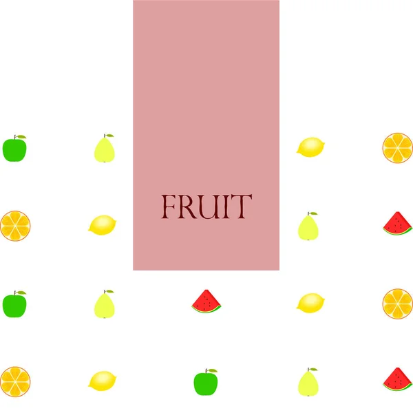 Fruits Baies Icônes Fruits Dessin Animé Colorés Orange Poire Pomme — Image vectorielle