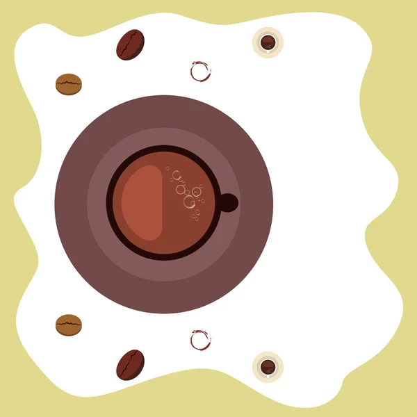 コーヒーカップ コーヒー粒 朝食のコンセプト レストランのドリンクメニュー ベクトル背景 — ストックベクタ