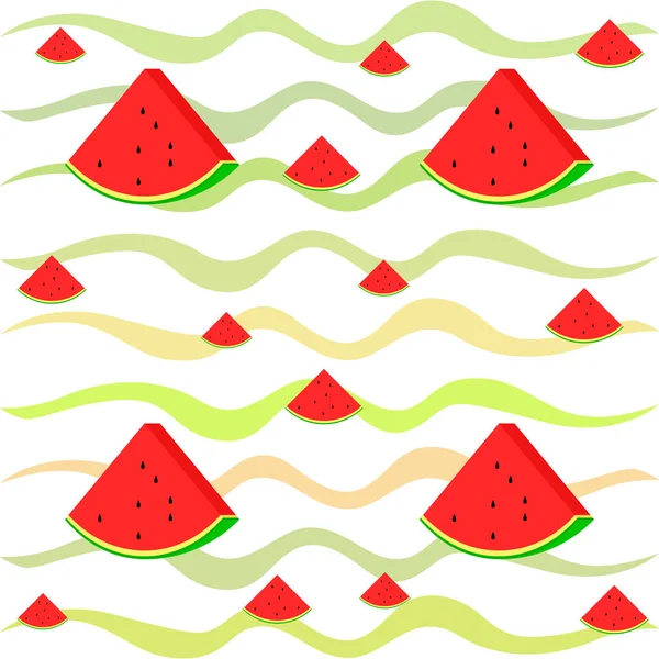 Watermelon Banner Juicy Ripe Watermelon Slices Summer Time — Stock Vector