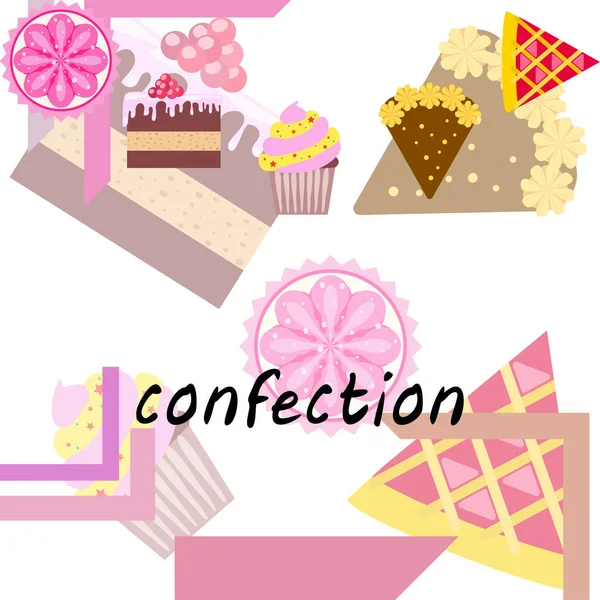 Conjunto Vectores Confección Pasteles Galletas Ilustración — Archivo Imágenes Vectoriales