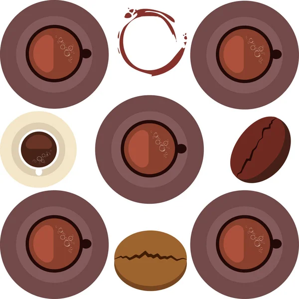 Coffee Cup Coffee Grains Breakfast Concept Drinks Menu Restaurant Vector — Stock Vector