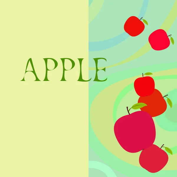 苹果框架矢量插图 带苹果和叶的矢量卡设计 — 图库矢量图片