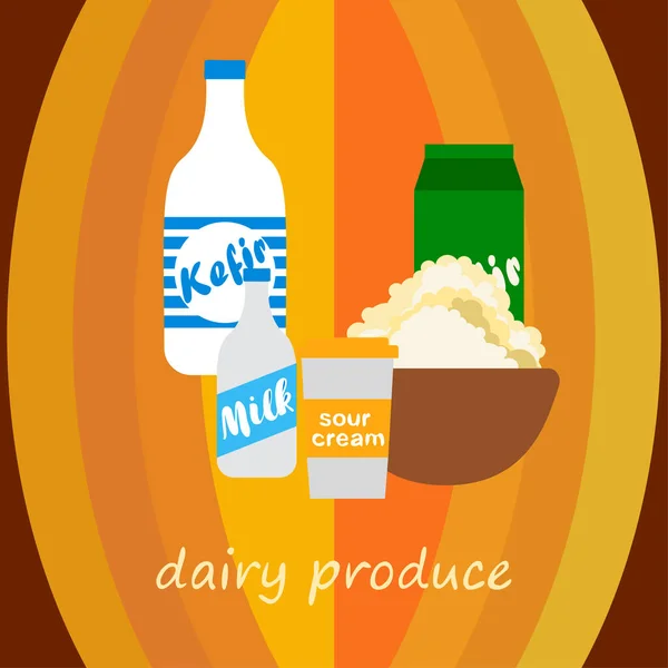 Fiocchi Latte Kefir Aspri Latte Illustrazione Vettoriale Dei Prodotti Lattiero — Vettoriale Stock