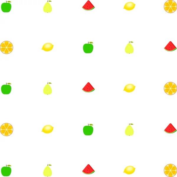 Frutas Bayas Iconos Coloridos Frutas Dibujos Animados Naranja Pera Manzana — Vector de stock