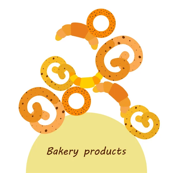 Bäckerei Brot Und Gebäck Bagel Und Croissant Vektorillustration — Stockvektor