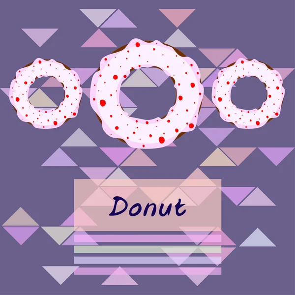 Donuts Met Roze Chocolade Citroen Blauwe Munt Glazuur Vectorachtergrond — Stockvector