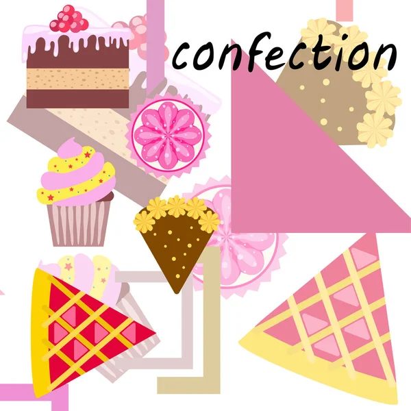 Confection Vector Set Cakes Cookies Illustration — Stock Vector