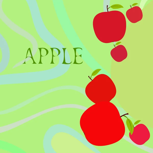 Illustration Vectorielle Cadre Apple Conception Carte Vectorielle Avec Pomme Feuille — Image vectorielle