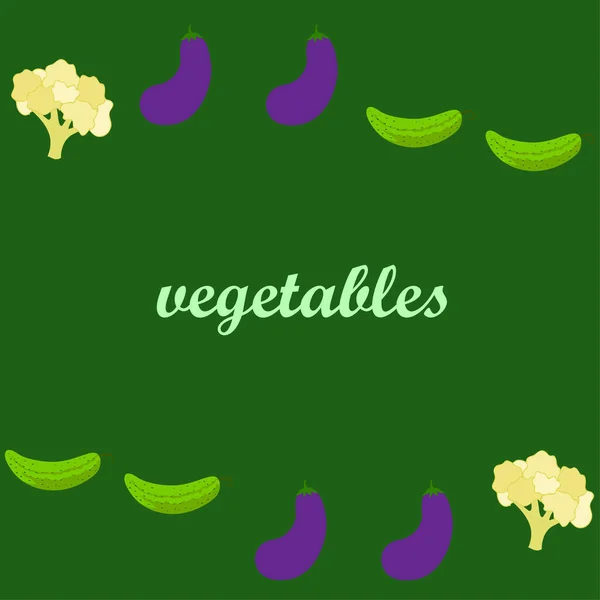Цвітна Капуста Огірок Баклажани Плакат Органічної Їжі Дизайн Фермерського Ринку — стоковий вектор