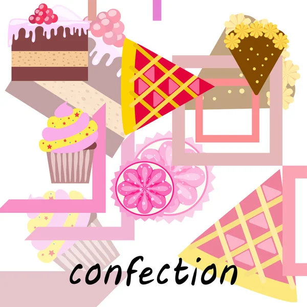 Confection Vector Set Cakes Cookies Illustration — Stock Vector