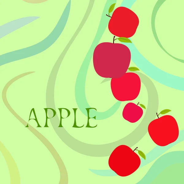 Яблуко Рамка Векторні Ілюстрації Дизайн Векторної Картки Яблуком Листям — стоковий вектор