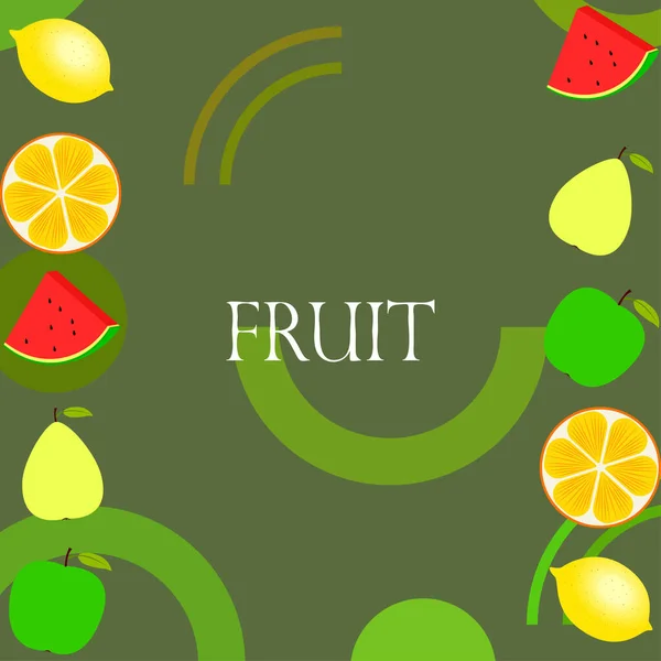 Φρούτα Και Μούρα Πολύχρωμα Εικονίδια Φρούτων Κινουμένων Σχεδίων Πορτοκάλι Αχλάδι — Διανυσματικό Αρχείο