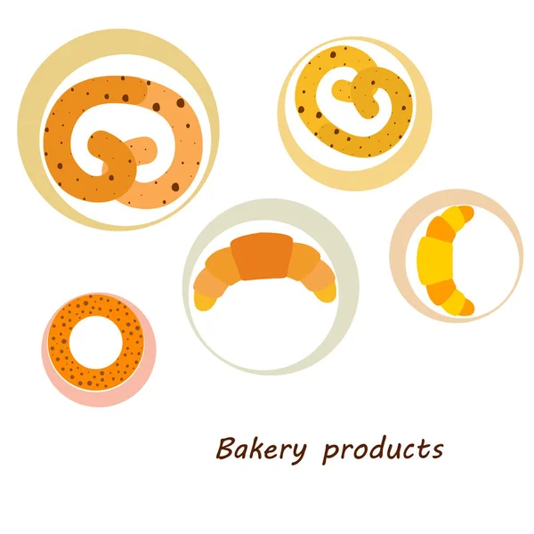 Bakery Bread Pastries Bagel Croissant Vector Illustration — Stock Vector