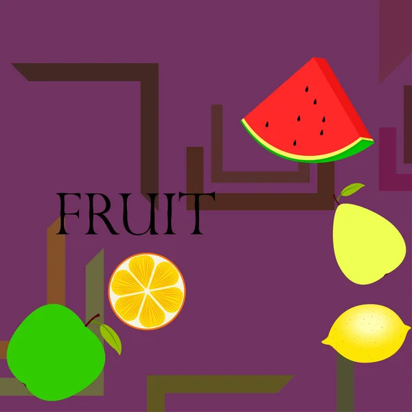 Frutas Bayas Iconos Coloridos Frutas Dibujos Animados Naranja Pera Manzana — Vector de stock