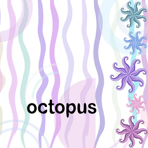 Octopus Verse Zeevruchten Vector Achtergrond Voedsel Restaurantontwerp — Stockvector