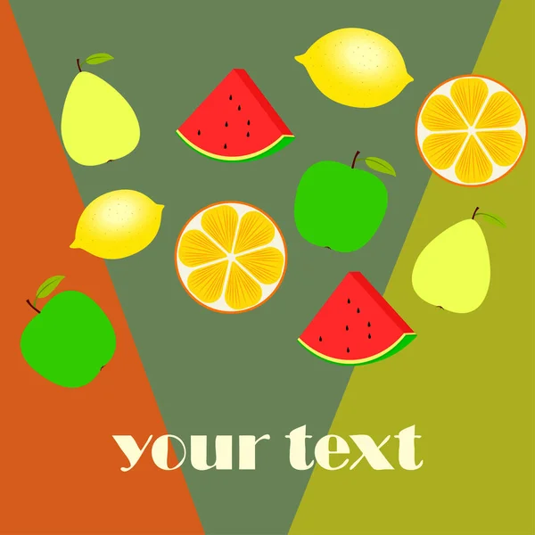 Fruits Berries Colorful Cartoon Fruit Icons Orange Pear Apple Lemon — Stock Vector