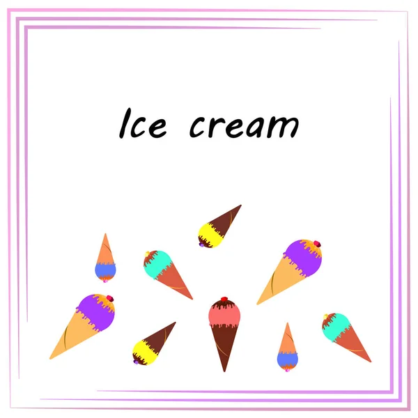 Colección Postre Frío Verano Helado Fondo Vectorial Fondo Vacaciones Alimentos — Vector de stock