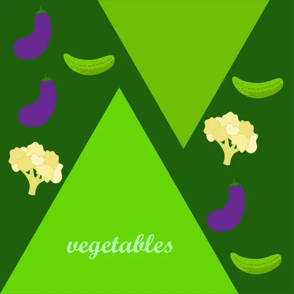 Цветная Капуста Огурец Баклажаны Плакат Органической Едой Дизайн Фермерского Рынка — стоковый вектор