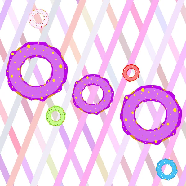 带有粉红巧克力柠檬蓝色薄荷釉料的甜甜圈 矢量背景 — 图库矢量图片