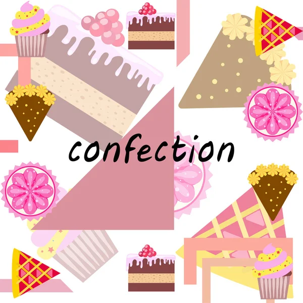 Confection Vector Set Cakes Cookies Illustration — Stock Vector