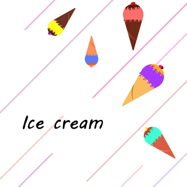 Colección Postre Frío Verano Helado Fondo Vectorial Fondo Vacaciones Alimentos — Archivo Imágenes Vectoriales