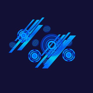 Siyah arkaplanda mavi daireler, vektör illüstrasyonu