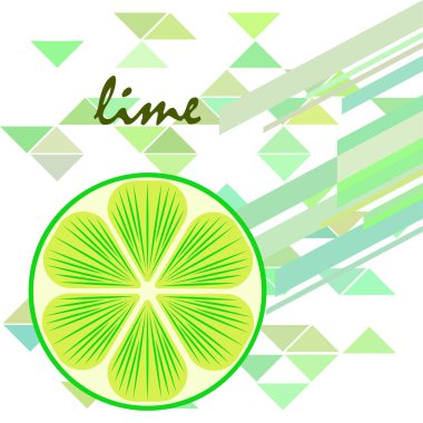 Yeşil yarısı ve dilimlenmiş limon. Vektör illüstrasyonu, arkaplan.