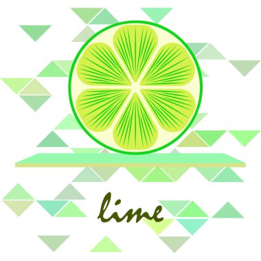 Yeşil yarısı ve dilimlenmiş limon. Vektör illüstrasyonu, arkaplan.