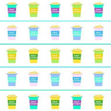 Ekşi krema. Süt ürünlerinin vektör illüstrasyonu.
