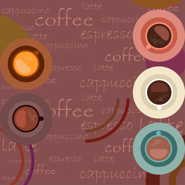 Fundo Vetorial Sobre Tema Café Uma Xícara Café Fresco Moedor — Vetor de Stock