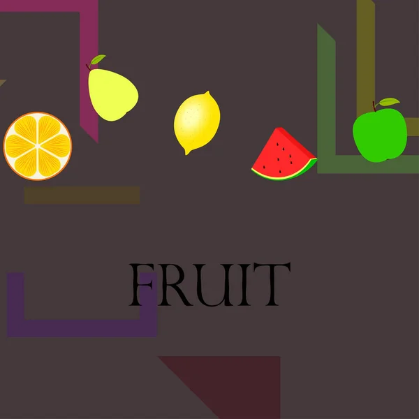 Frutas Bayas Iconos Coloridos Frutas Dibujos Animados Naranja Pera Manzana — Archivo Imágenes Vectoriales