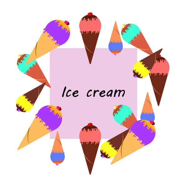 Colección Postre Frío Verano Helado Fondo Vectorial Fondo Vacaciones Alimentos — Vector de stock