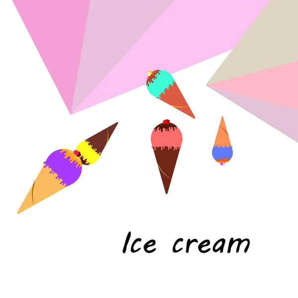 Colección Postre Frío Verano Helado Fondo Vectorial Fondo Vacaciones Alimentos — Vector de stock