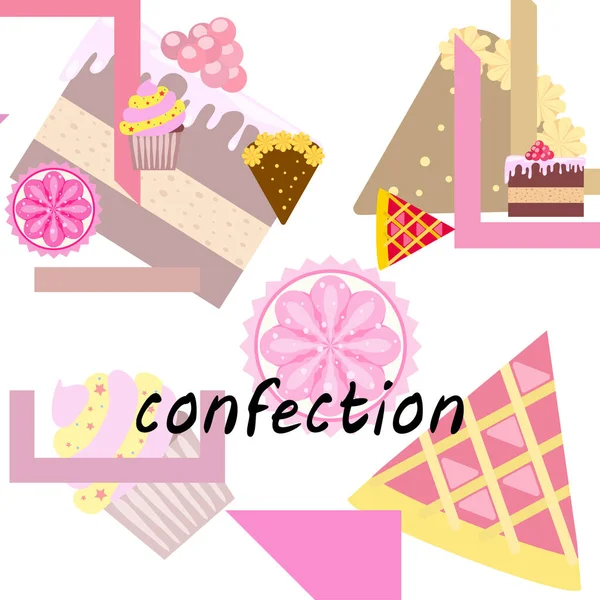 Confection Vector Set Cakes Cookies Illustration — Stock Vector