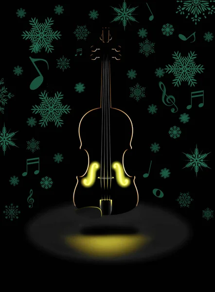 Musica Natale Toni Dorati Violino Classico Esprimono Con Una Luce — Foto Stock