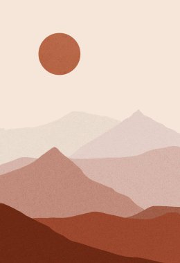 İşte gökyüzünde güneş olan manzaralı bir dağ manzarası..