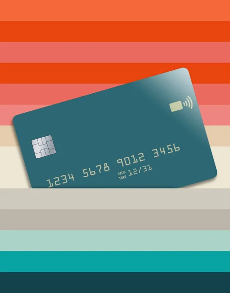 この図の明るい色の層の間のポケットに一般的なクレジットカードが滑らされています — ストック写真