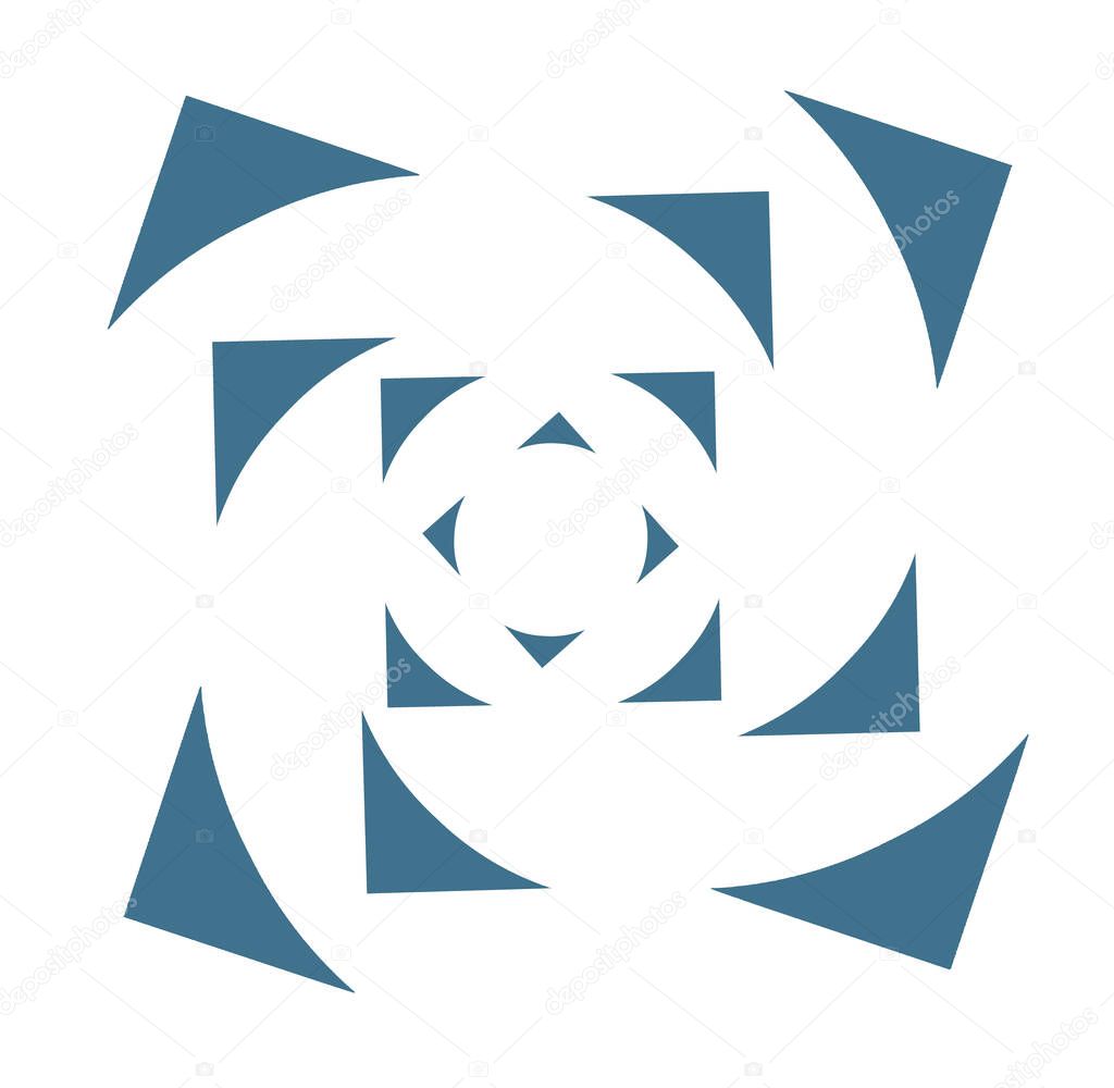 A geometric pattern that appears as an expanding square box is seen in an illustration  logo design.
