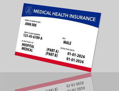 İşte 2026 model sahte ABD federal sağlık sigortası kartı. Kartın hiçbir yerinde Medicare kelimesi yok..