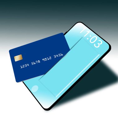 Acil durumlar için cep telefonuna bir kredi kartı sakla. Bu 3 boyutlu bir çizim..