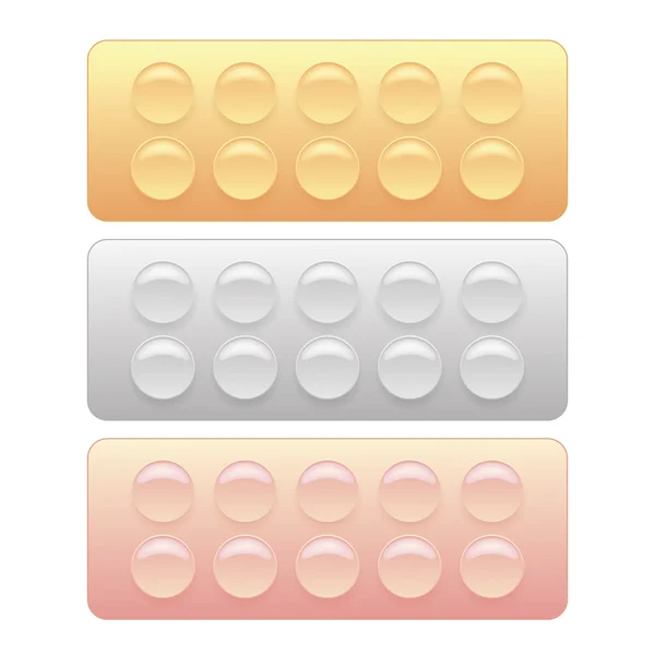 Plaquettes thermoformées de pilules colorées — Image vectorielle