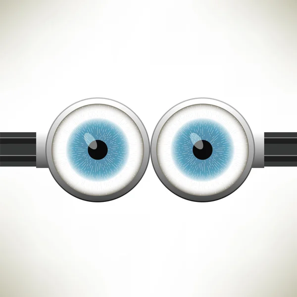 Vektorbrille mit zwei blauen Augen — Stockvektor