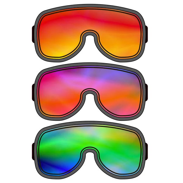 Ensemble de lunettes de ski différentes — Image vectorielle