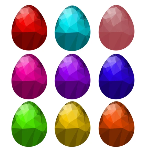 Набор разноцветных многоугольных пасхальных яиц — стоковый вектор