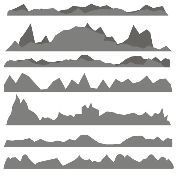 Set of Gray Mountain Silhouettes — Stock Vector